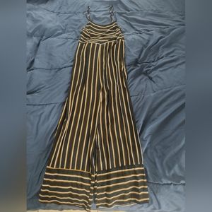 Valija Jumpsuit - Size Small, Black, Brown, White, Orange, Yellow, Stripes, Crop